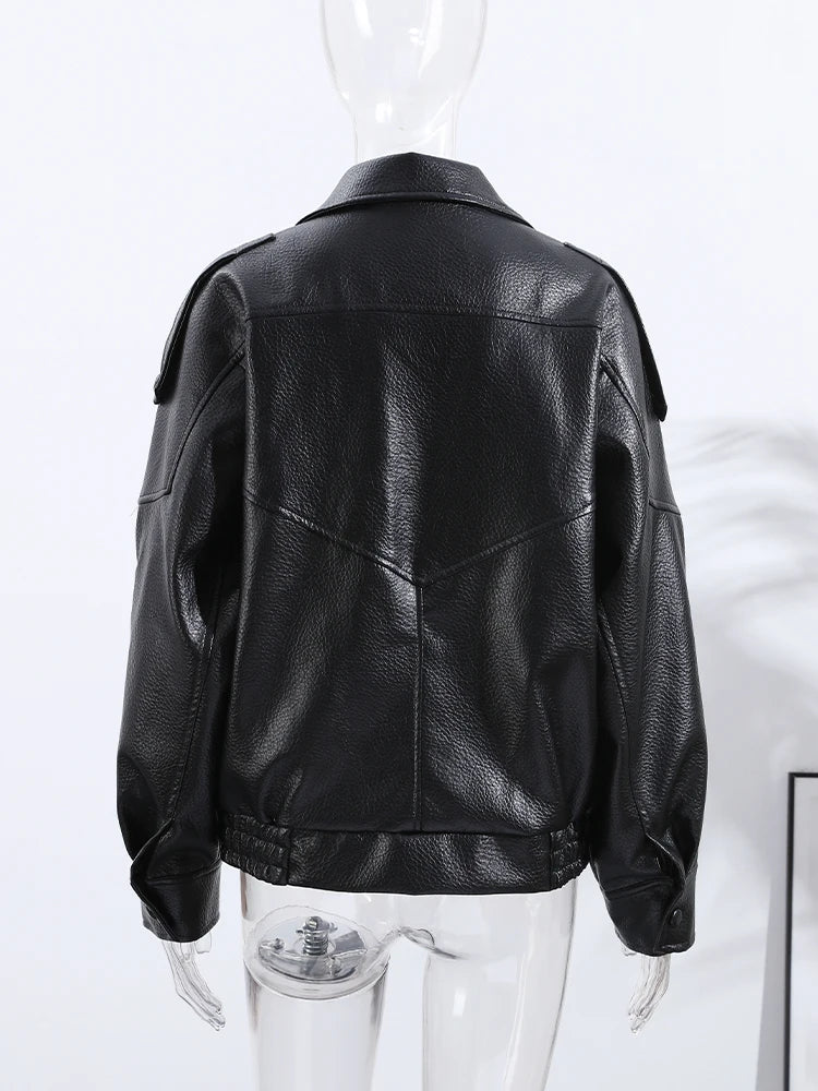 Chic Stand Collar Leather Jacket