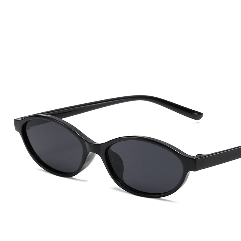 Vintage Small Frame Oval Sunglasses – Black Round Designer Style, Unisex Cool Eyewear for Men & Women, Fashion Circular UV Sun Glasses