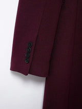 Elegant Burgundy Double-Breasted Long Coat