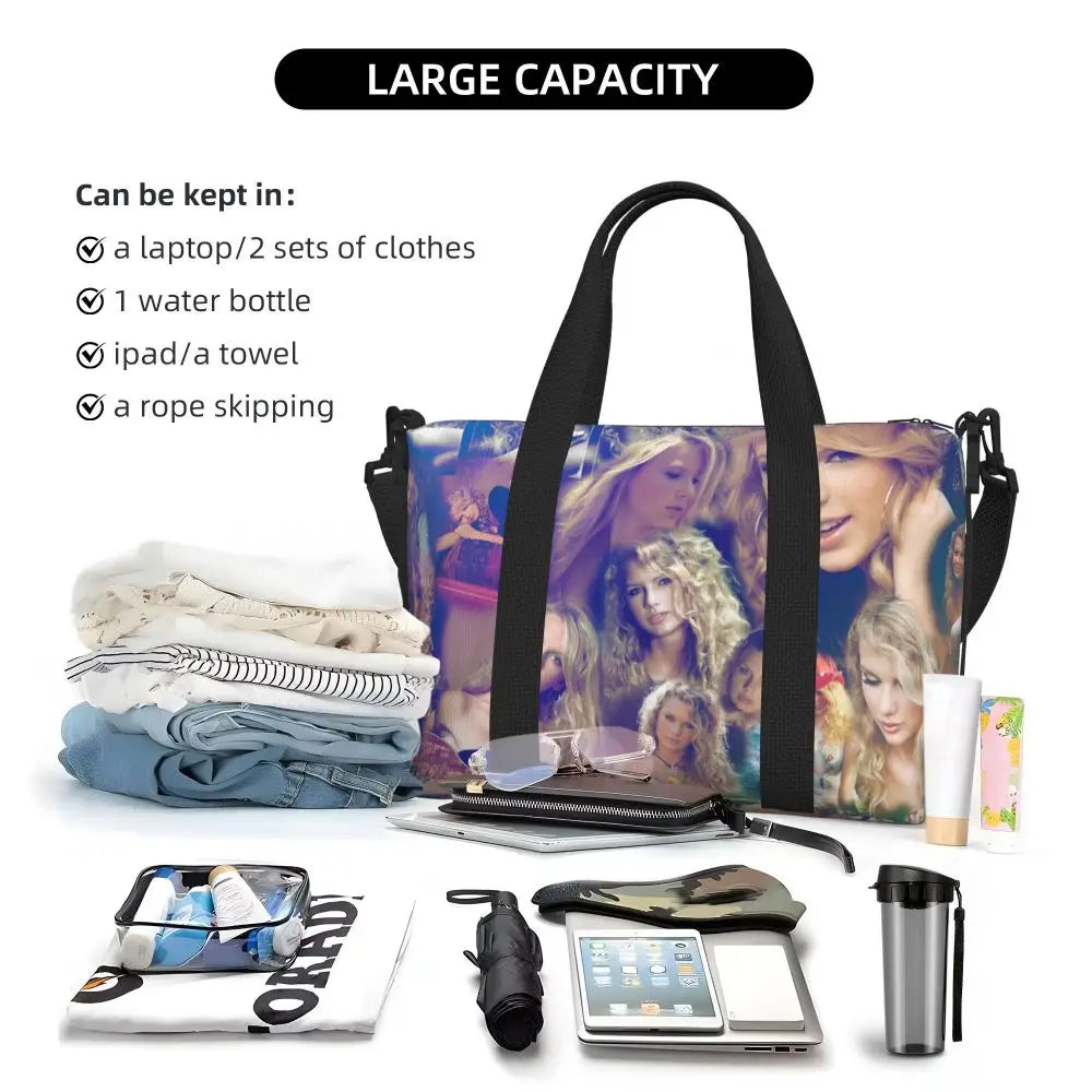 Custom The Eras Tour 1989 Taylor's Swift's American Pop Singer Tote Bag Women Large Capacity Beach Gym Travel Bags