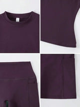 Women's Sculpting Sports Short Sleeve & High-Waist Shorts Set