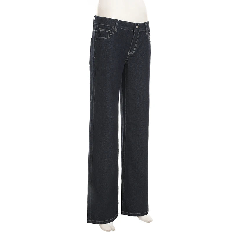 Women's Y2K Flared Jeans – Low Rise Embroidered Denim