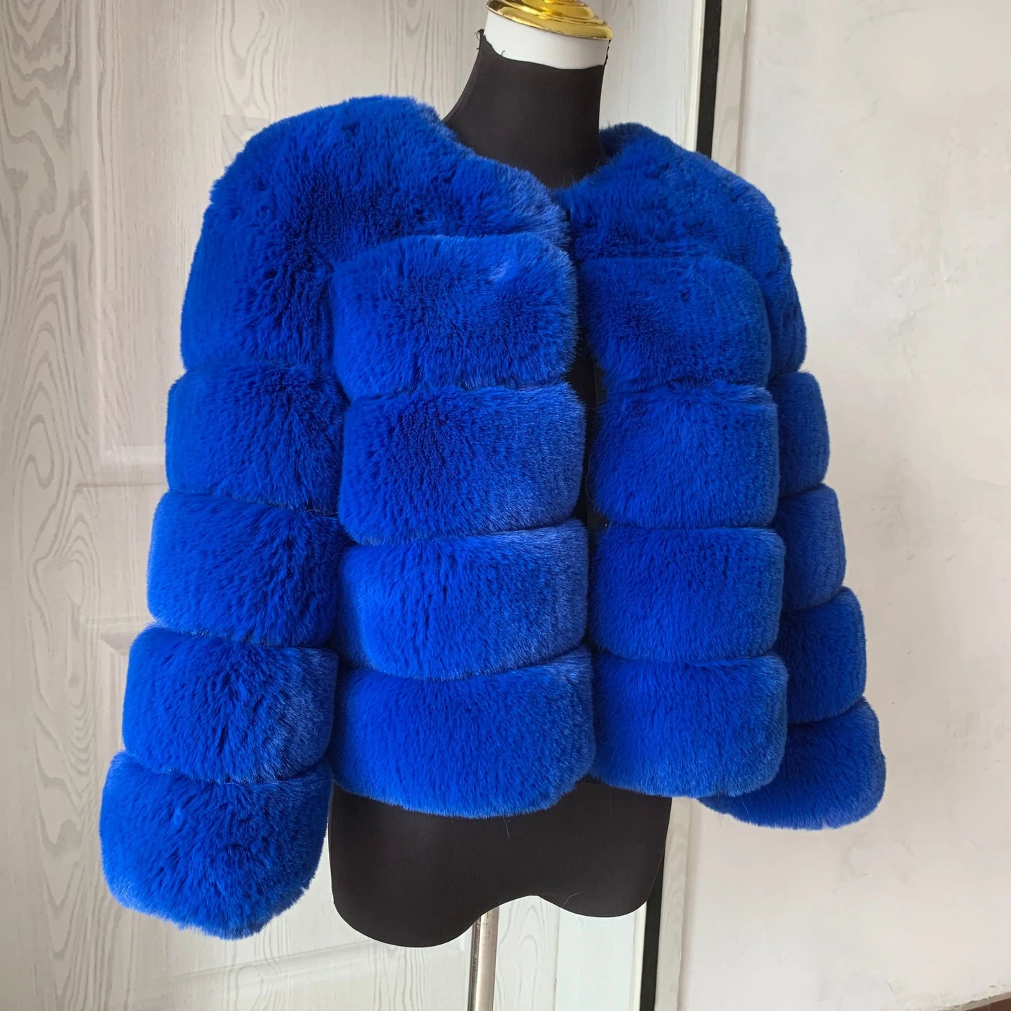 Elegant Winter Faux Fox Fur Crop Jacket
