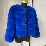 Elegant Winter Faux Fox Fur Crop Jacket