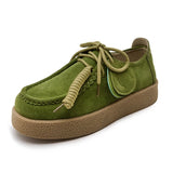 AIYUQI Women's Suede Leather Platform Loafers – British Style