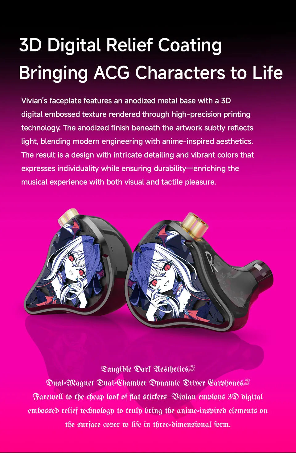 CVJ Vivian In-Ear Earphones 10mm Dynamic Driver HiFi IEM with Mic Cable for Music And Gaming
