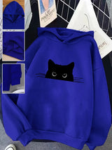 Women's Cat Print Hoodie – Cozy Casual Pullover