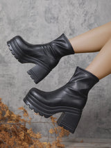 Square Toe Leather Fashion Boots
