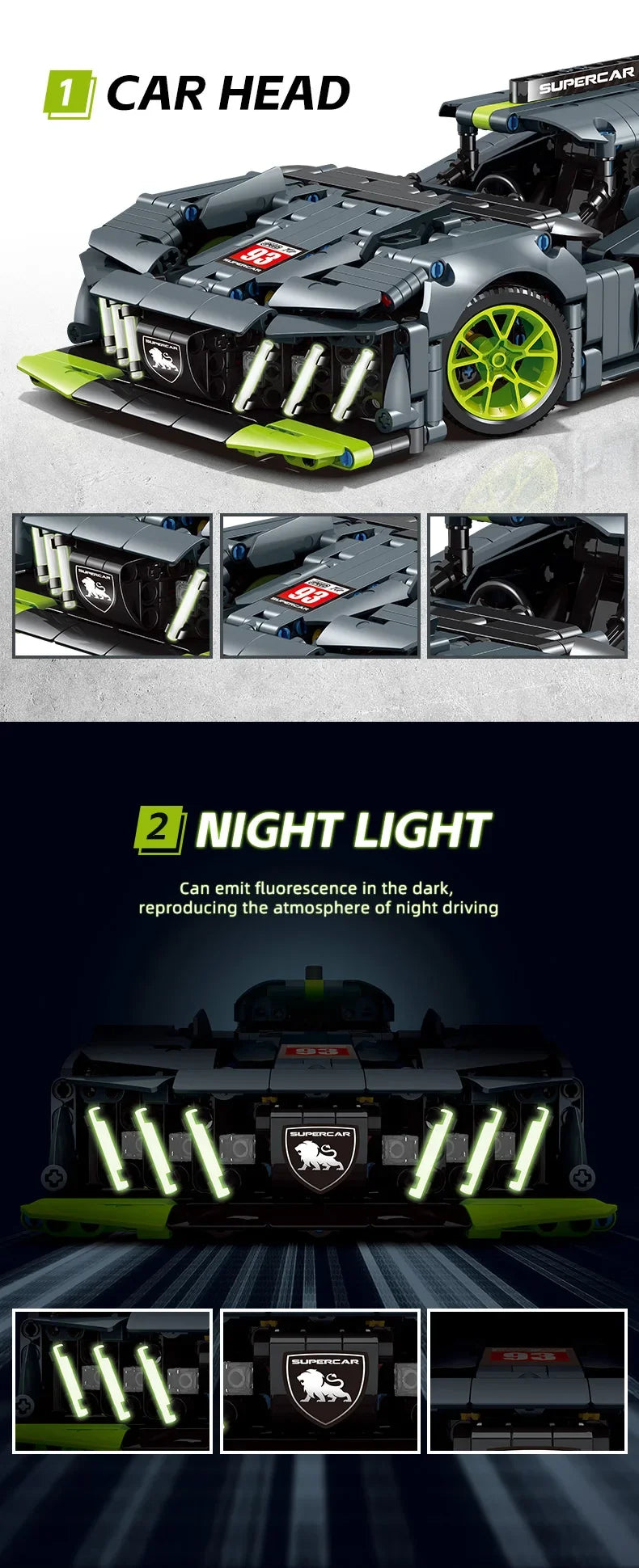 Technical 9X8 Hybrid Hypercar Sports Car Building Blocks Super Racing Vehicle Decor Model Bricks Toy Gifts Birthday Gifts Toy