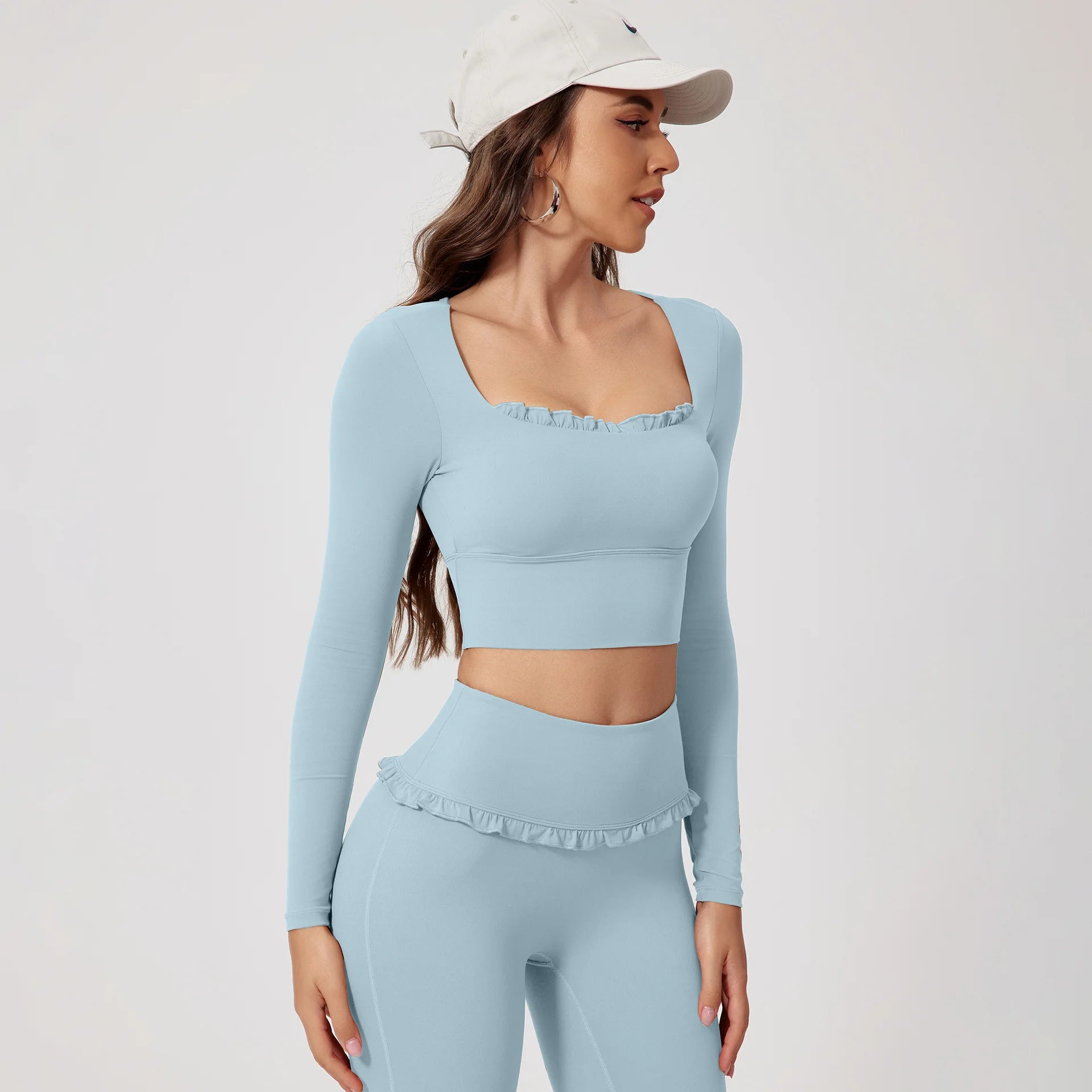 Premium Women’s 2-Piece Yoga & Gym Set – Long Sleeve Quick-Dry Sportswear
