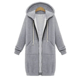 2024 Women's Autumn Winter ThickenHoodies Parkas Loose Hooded Jackets Zipper Pocket Maxi Size Sweatshirt Sports Dresses Outwear