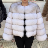 Genuine Fox Fur & Leather Winter Coat