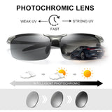 SZTZX Aluminium Rimless Outdoor Sport Photochromic Sunglasses Men Polarized  Anti-UV Driving Fishing Glasses Cycling Goggle