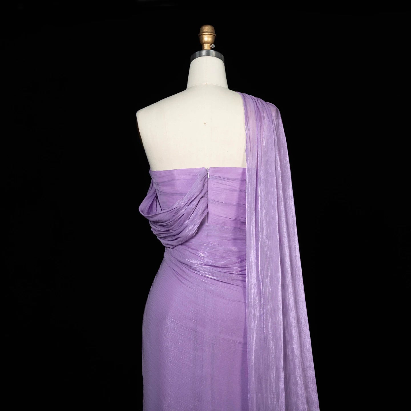 Sharon Said One-Shoulder Draped Chiffon Evening Gown SF199
