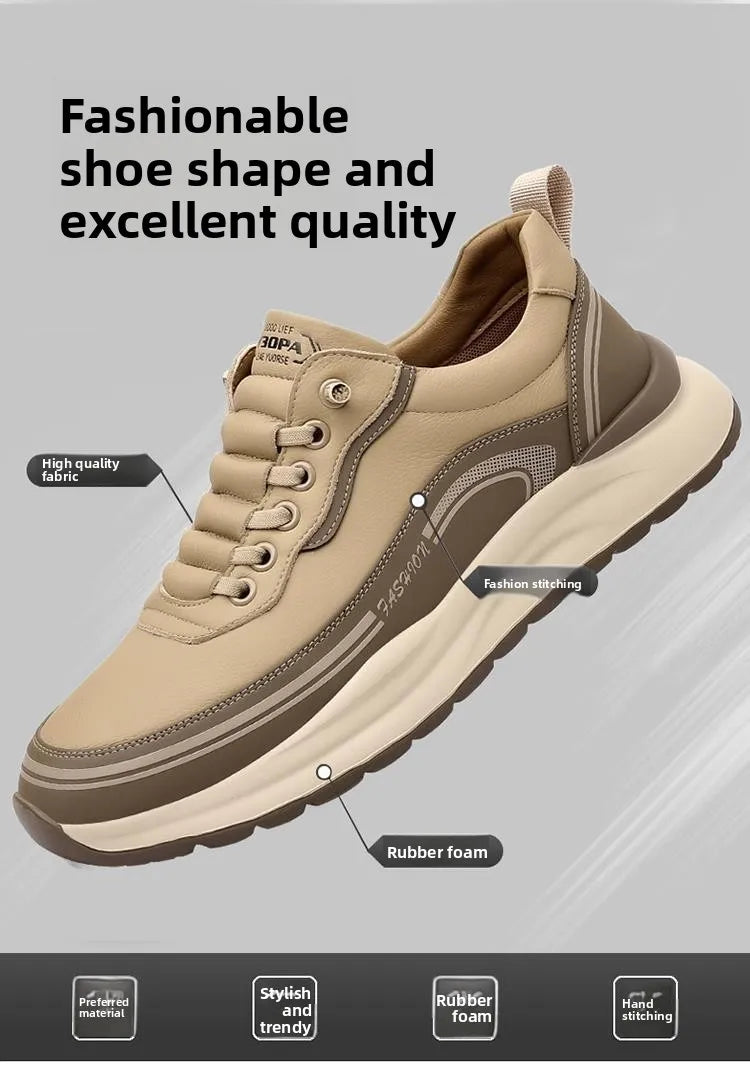 2026 Mens Leather Casual Shoes Slip On Comfortable Breathable Lightweight Non Slip Waterproof Loafers
