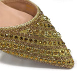 Rhinestone Pointed-Toe Slingback Heels & Bag Set