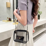 Transparent Crossbody Bag for Women Candy Color Letter Fashion Shoulder Bag PVC Transparent Jelly Bag Small Square Bag