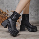 Square Toe Leather Fashion Boots
