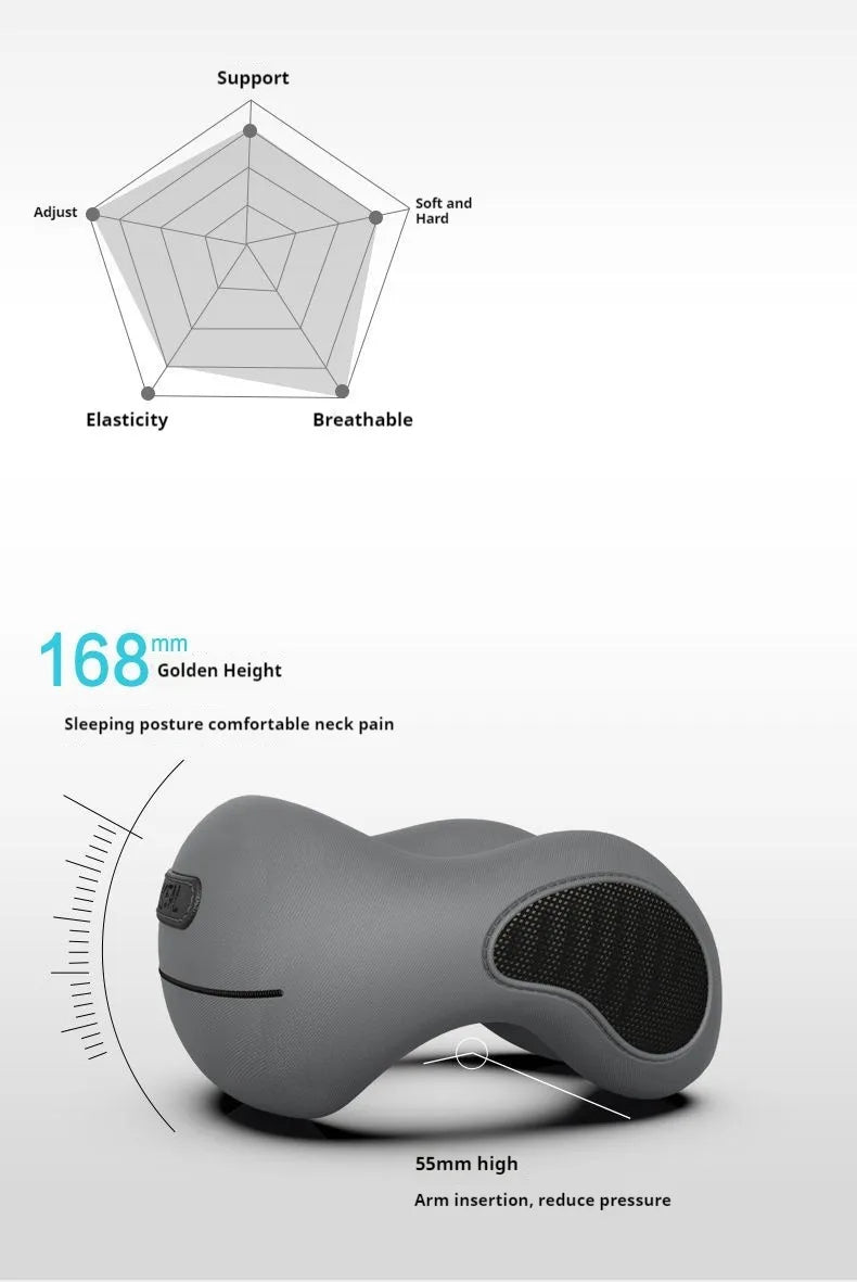 Memory Foam Neck Pillow, Ergonomic U-Shaped Travel Pillow with Washable Cover for Airplane,Car,Office Home-Soft Support