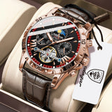 POEDAGAR Luxury Automatic Male Watch Date Week Luminous Waterproof Tourbillon Men Watch Leather Fashion Mechanical Men's Watches
