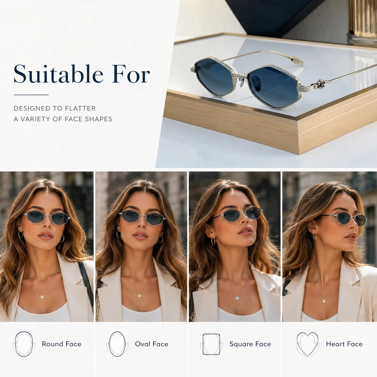 Cat Eye Sunglasses | Gold Alloy Frame | UV400 Women