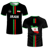 Iran Football Jersey Summer Sports Breathable Quick-drying O-Neck Short Sleeve T-shirt Iranian Flag Map Pattern Unisex Tops Gift
