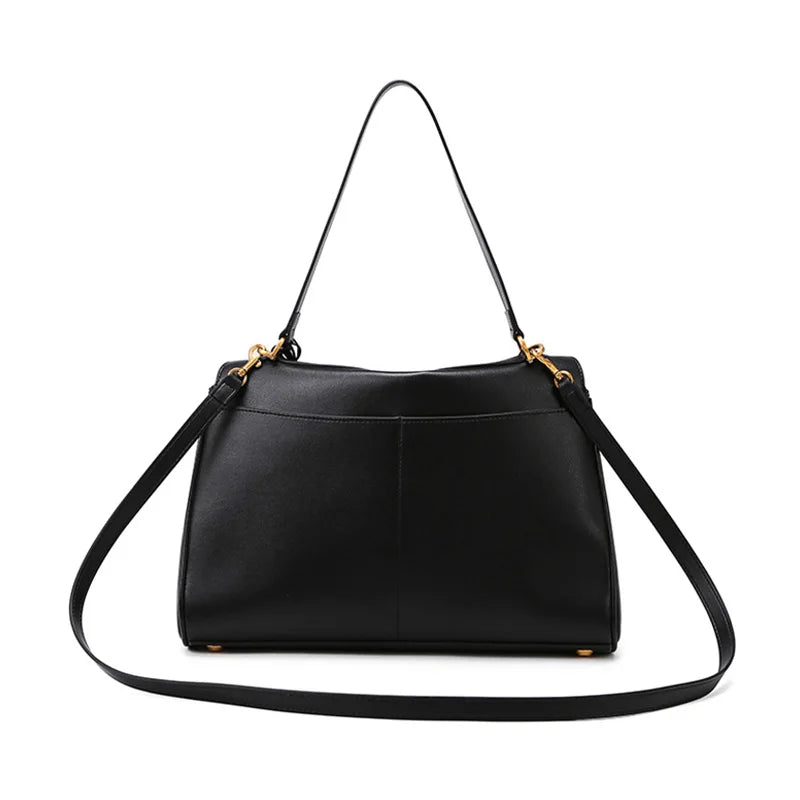 Minimalist Luxury Korean Soft Leather Flap Bag Women Detachable Crossbody Strap Large Capacity Office Daily Commuter Hand Purse