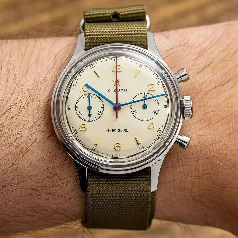 Red Star Retro 1963 Chronograph ST1901 Hand Winding Movement Air Force Pilots Aviation Sapphire Men Mechanical Watch Waterproof