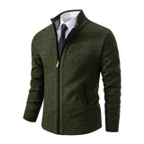 Men’s Fleece-Lined Stand Collar Cardigan