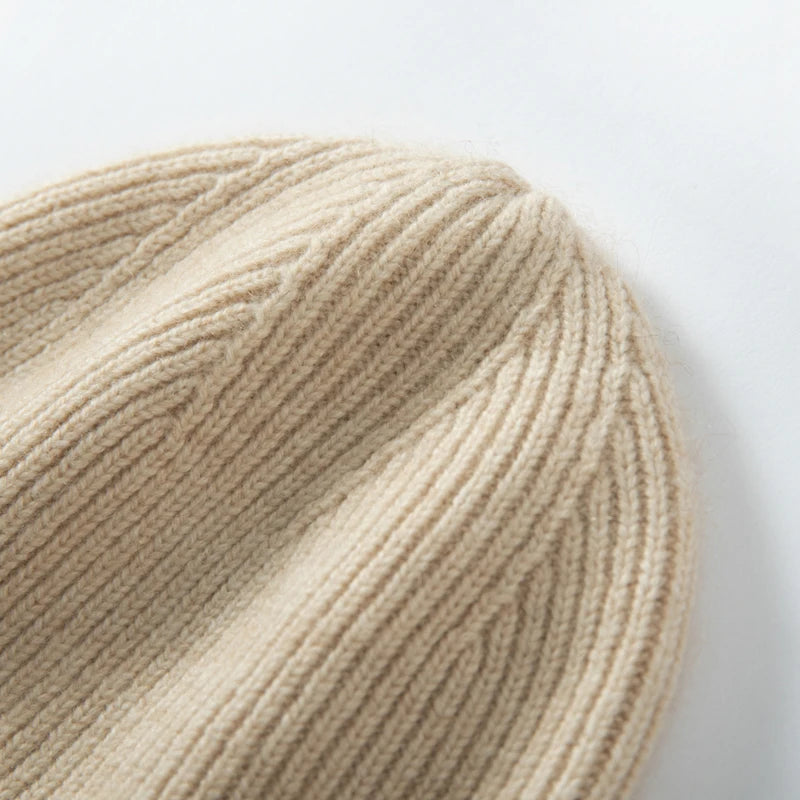 MERRILAMB 100% Cashmere Knit Beanie – Unisex Winter Hat