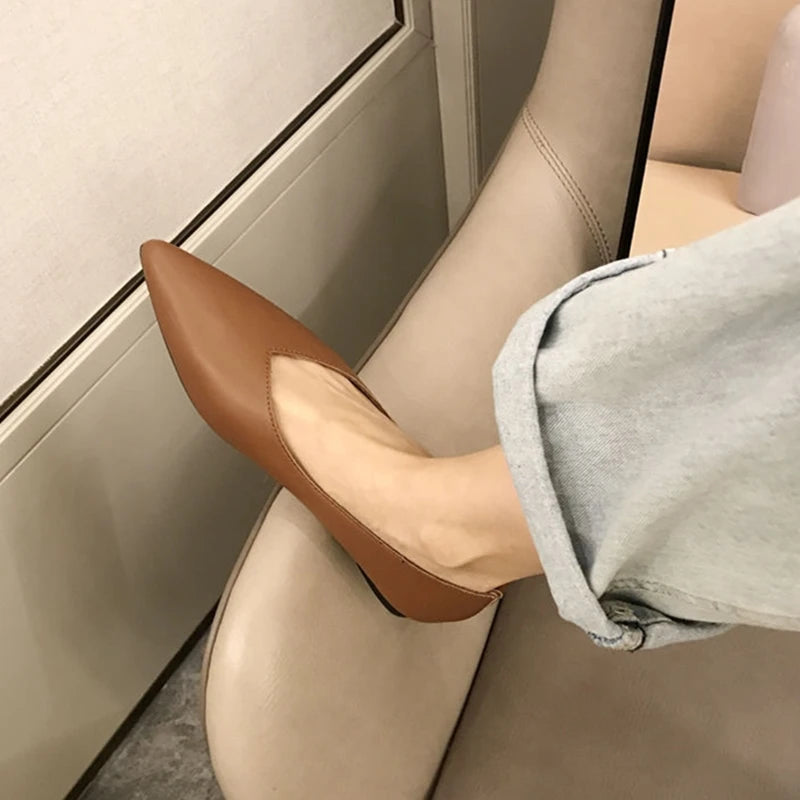 Genuine Leather Pointed-Toe Flats for Women