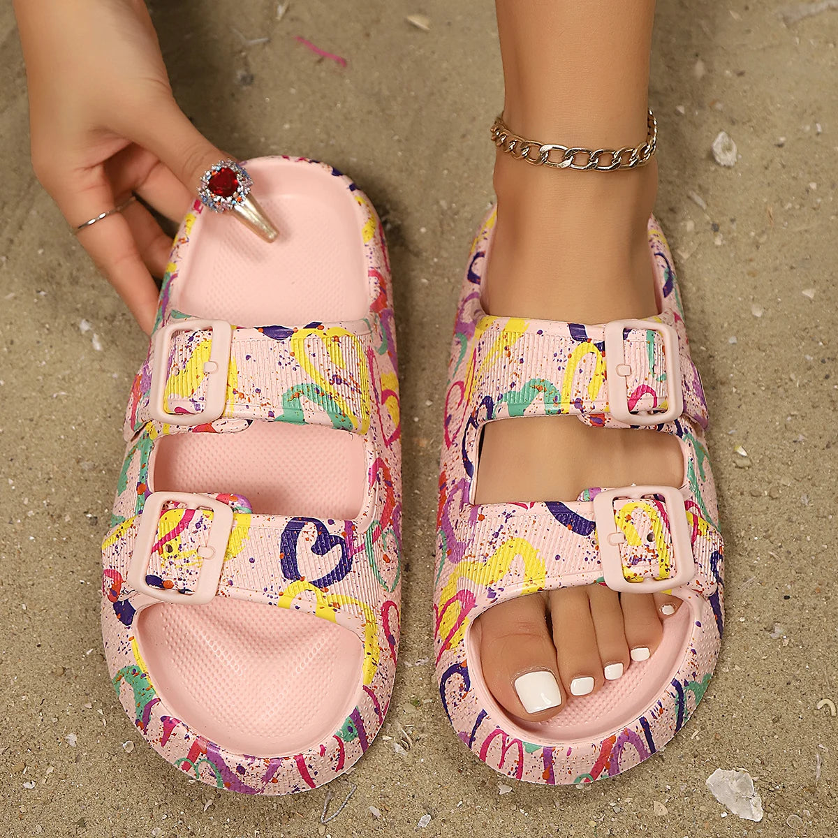 Leopard Print Cloud Slides – Soft Thick-Sole Summer Beach Sandals
