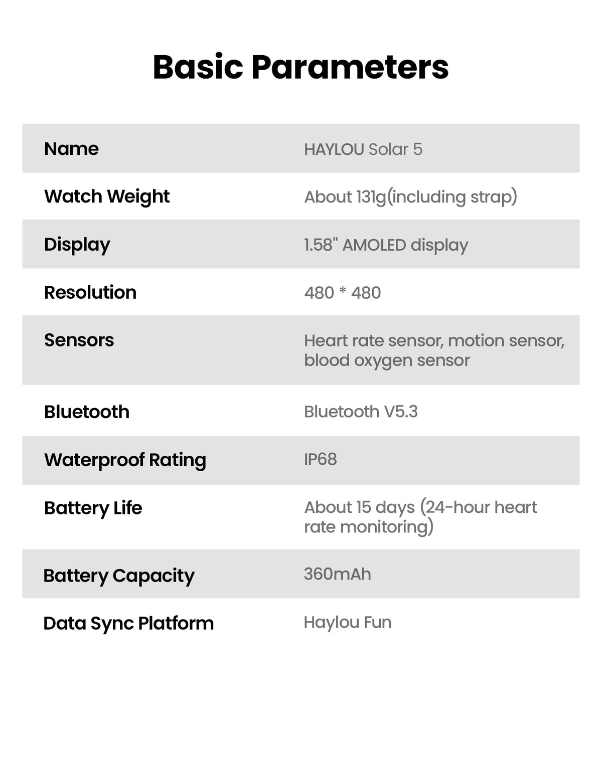 HAYLOU Solar 5 Smartwatch – AMOLED, Bluetooth Calling