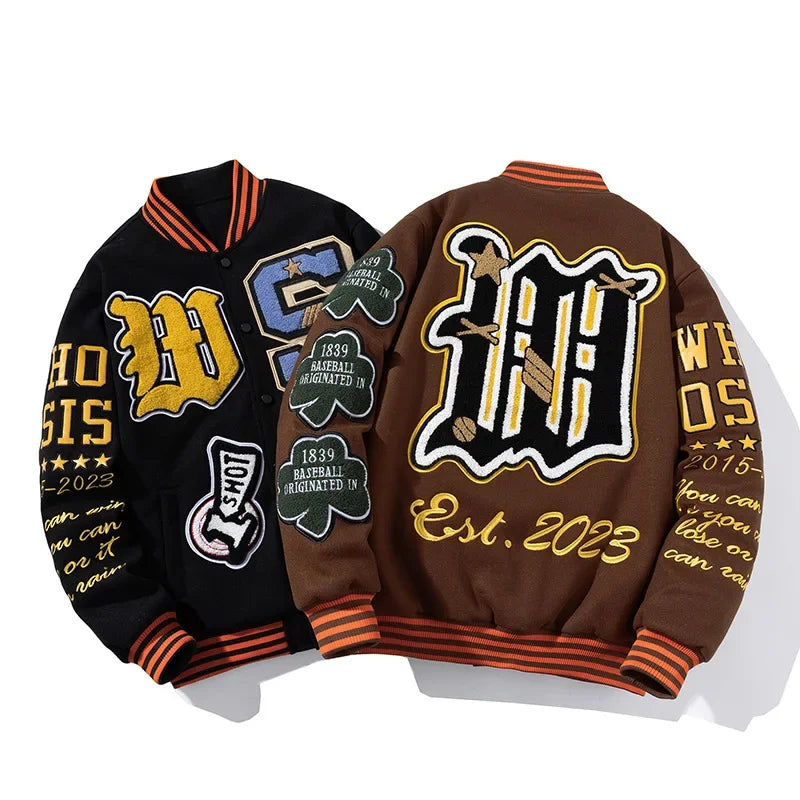 Retro Embroidery Varsity Jacket