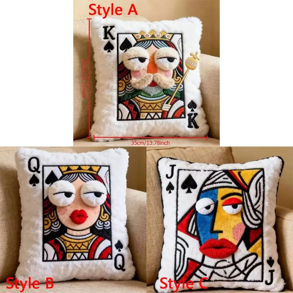 Funny Cartoon Embroidered Pillow Quirky Soft Sofa Throw Pillow Square Game Theme Patchwork Pillow Living Room Decor