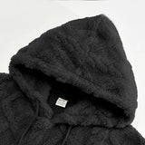 Autumn and Winter Leisure Men's High Street Jacquard Double-Sided Velvet Hooded Sports Trend Pullover Sweater Jacket