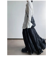UMI MAO Irregular Fold Maxi Skirt – Elegant A-Line