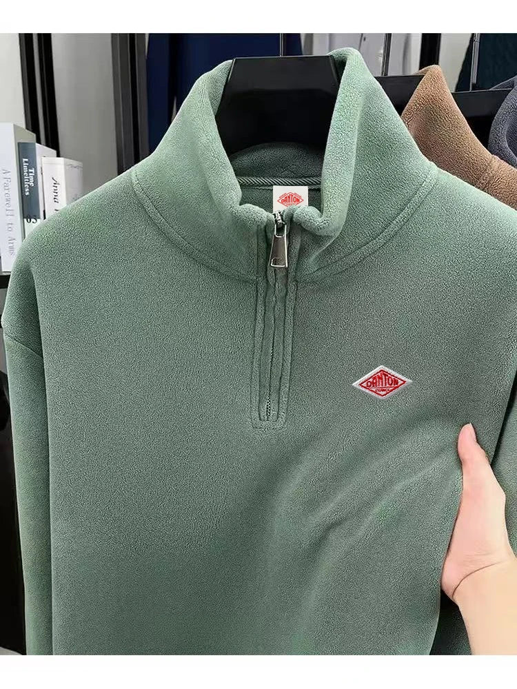 Men's Geometric High-Neck Zip Knit Top
