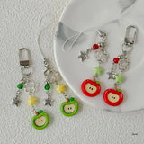 Elegant Phone Charm Lanyard Colorful Fruit Beaded Keychain Stylish Keyring Fashionable Bag Purse Pendant for Women Girls