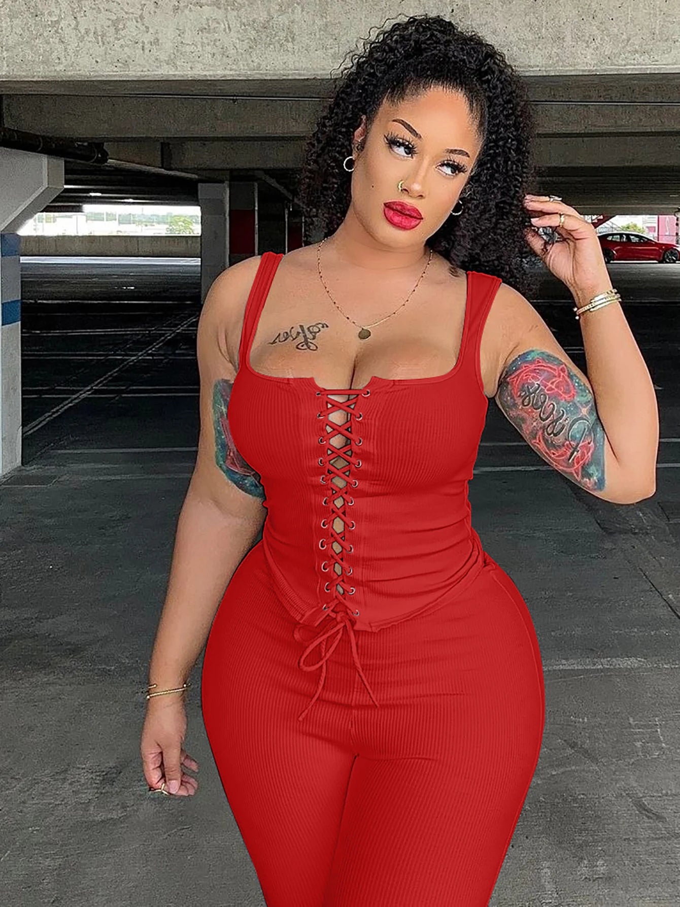 Dulzura Women’S Ribbed Sexy Casual 2 Piece Shorts Set Sleeveless Lace Up Crop Corset And Shorts Matching Set Party Clubwear