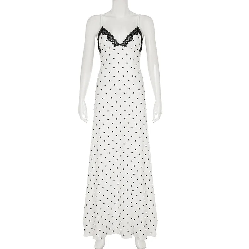 V-Neck Lace Patchwork Maxi Gown