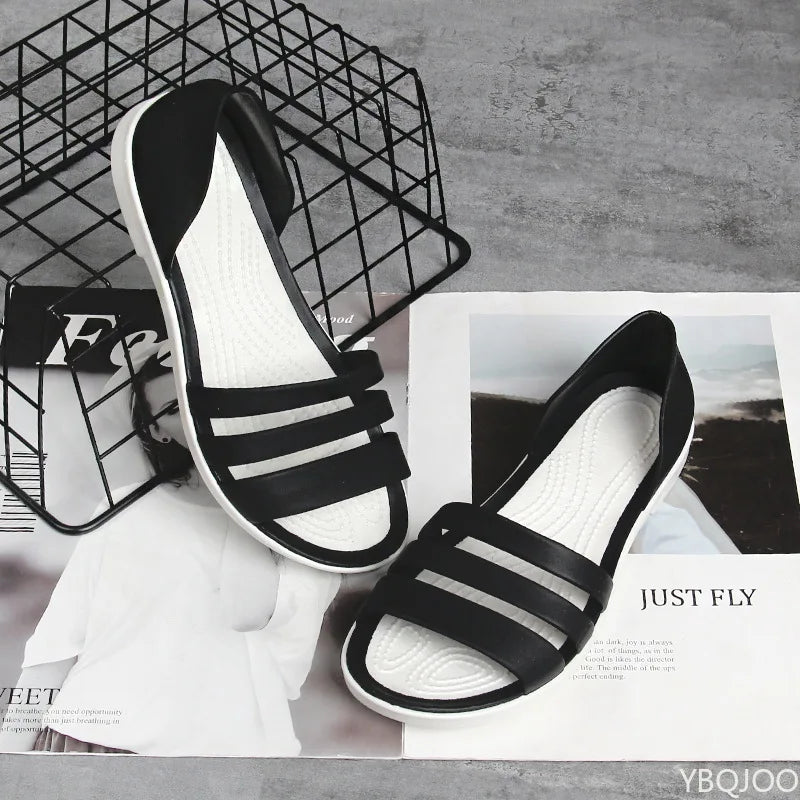2025 For Women Summer Flats Candy Color Casual Beach Outdoor Female Ladies Jelly Slippers Fashion Open-Toed Slides Shoes