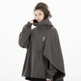 Oversized High-Collar Techwear Pullover Hoodie