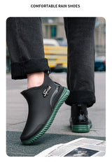 Fashionable Adult Short Rain Boots Waterproof Ankle Shoes Anti-Slip Durable Rubber Footwear For Men Women Suitable for Rainy Day