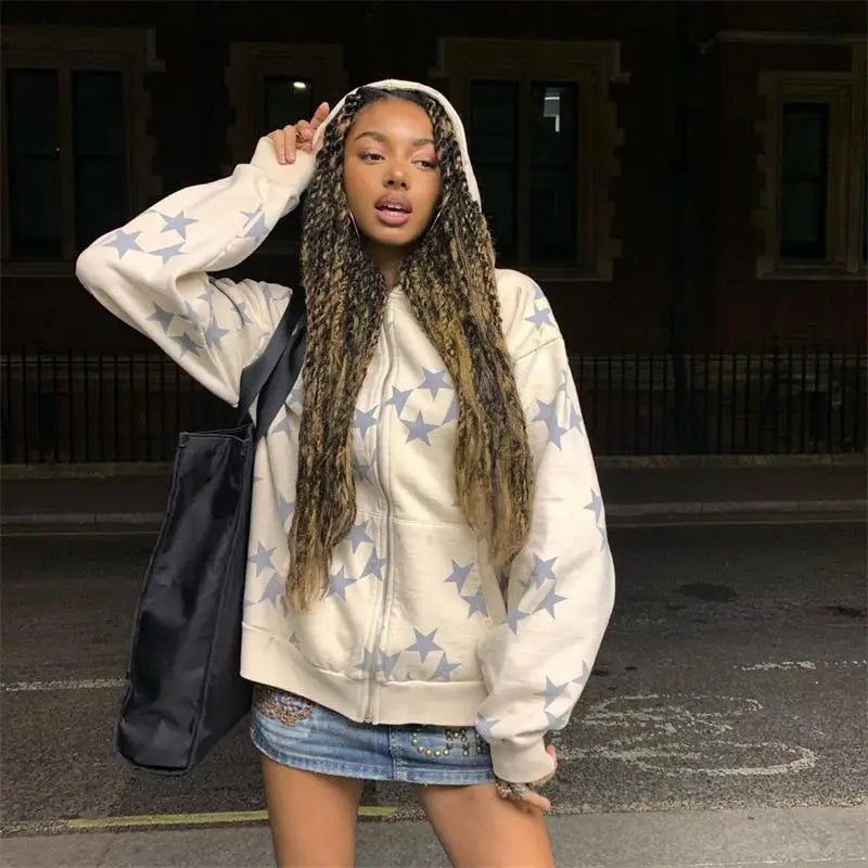 Men’s Y2K Star Print Relaxed Hoodie