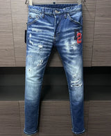 ICON BRAND Men Jeans Dsq2 Denim Pants Hole Slim Pencil Trousers Buttons Party Clothes coolguy D2 JEANS for husband blue