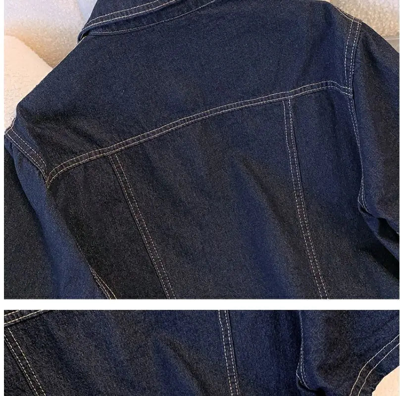Women's Retro Cropped Short Sleeve Denim Jacket