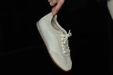 Women's Genuine Leather Retro Lace-Up Flat Sneakers