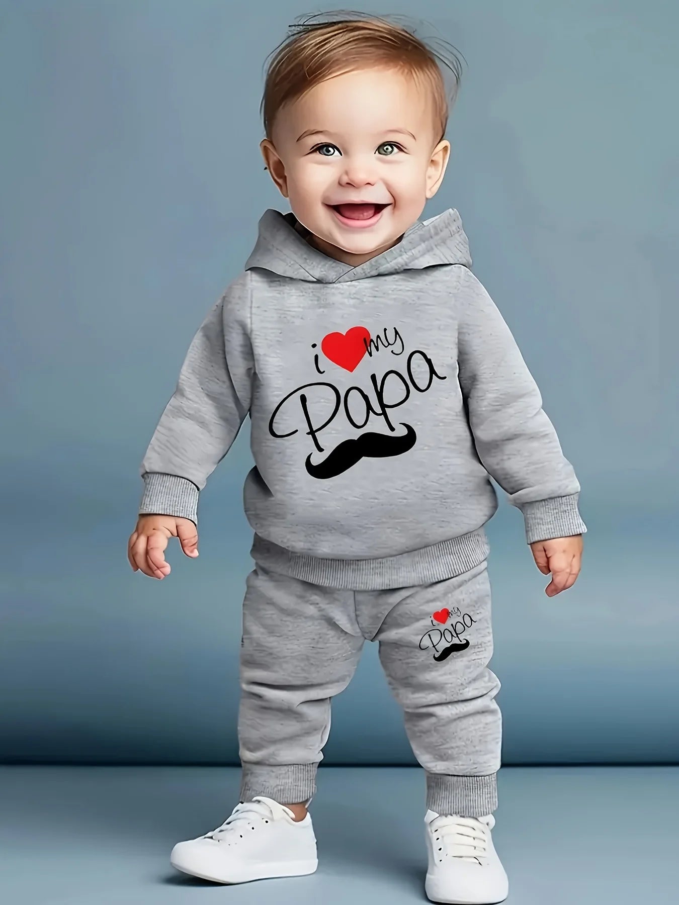 Baby Boy Fleece Hoodie & Sports Pants Set - Cozy Letter Print Tracksuit (6M-3Y)