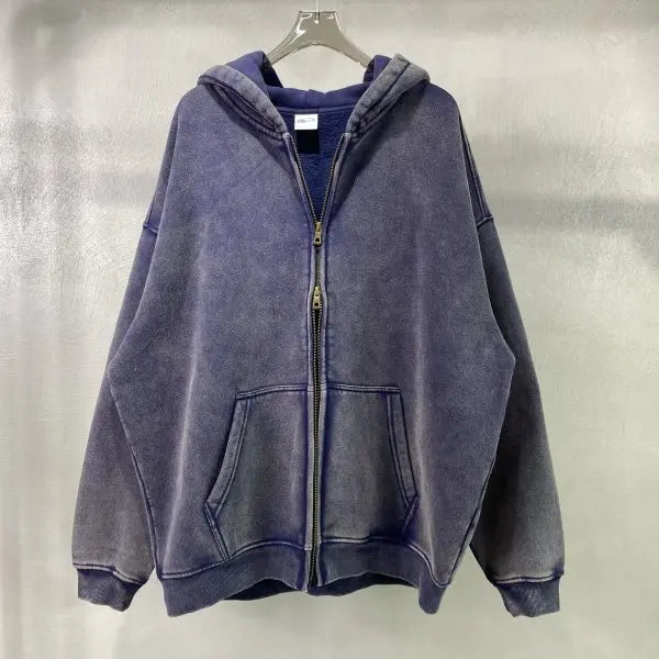 Men’s Vintage Wash Relaxed Zip-Up Hoodie